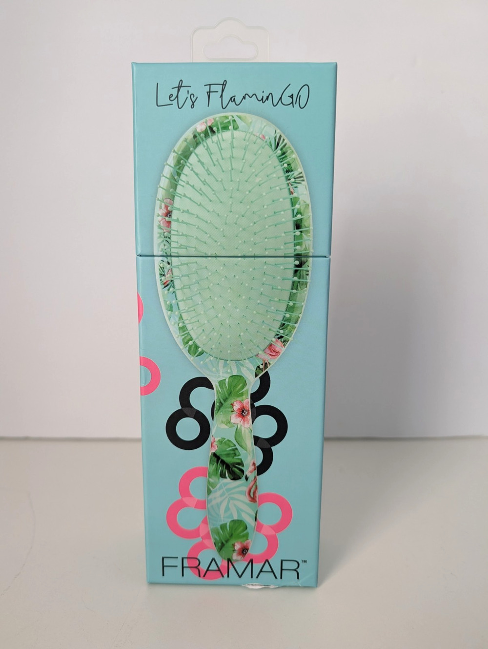 Framar Let’s Flamingo Detangling Brush New Wet Dry Extension Wig Friendly Blue